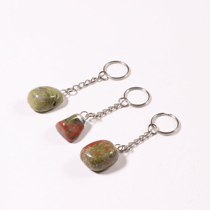Unakite Mixed Shape Key Chain, 0.70" x 1.15" Inch, 10 Pieces in a Pack, #051