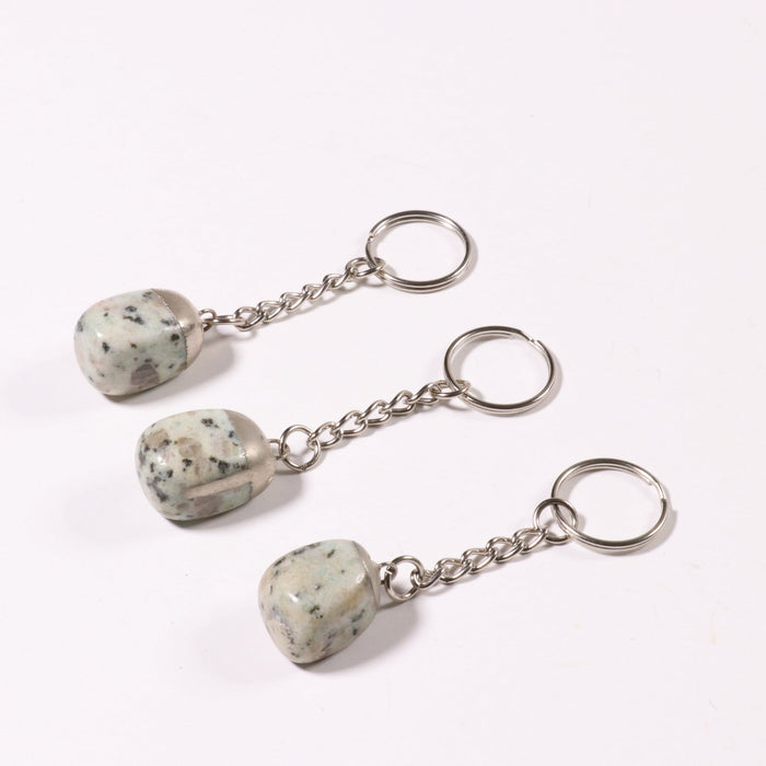 Kiwi Stone Mixed Shape Key Chain, 0.70" x 1.15" Inch, 10 Pieces in a Pack, #036