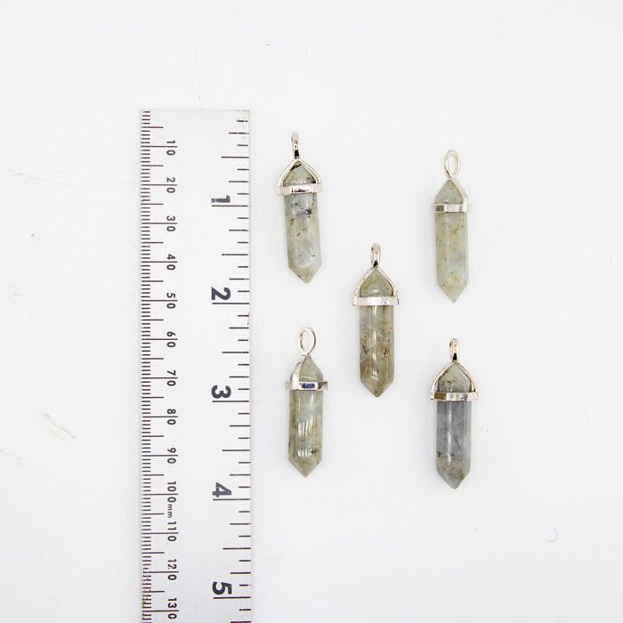 Labradorite Point Shape Pendants, 0.30" x 1.5" Inch, 5 Pieces in a Pack, #006