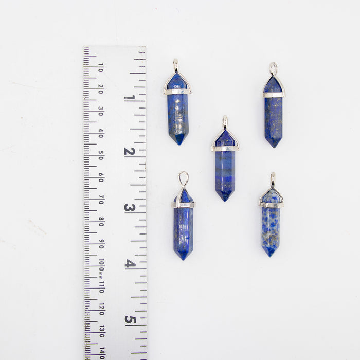 Lapis Lazuli Point Shape Pendants, 0.30" x 1.5" Inch, 5 Pieces in a Pack, #051