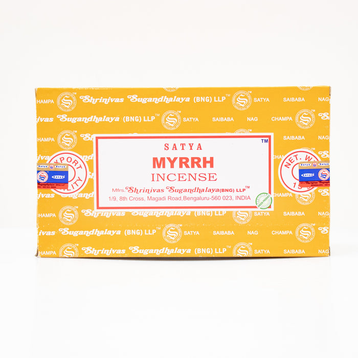 Satya Myrrh, Incense Sticks, 15 grams in one Pack, 12 Pack Box