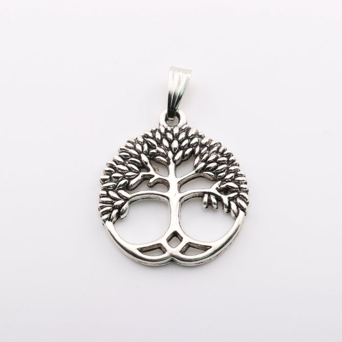 Tree of Life Brass Pendant, Metal, Silver Color, 1" Inch, 5 Pieces in a Pack, #115