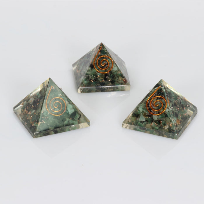 Emerald-Orgonite Pyramid, 1.35" Inch, 10 Pieces in a Pack