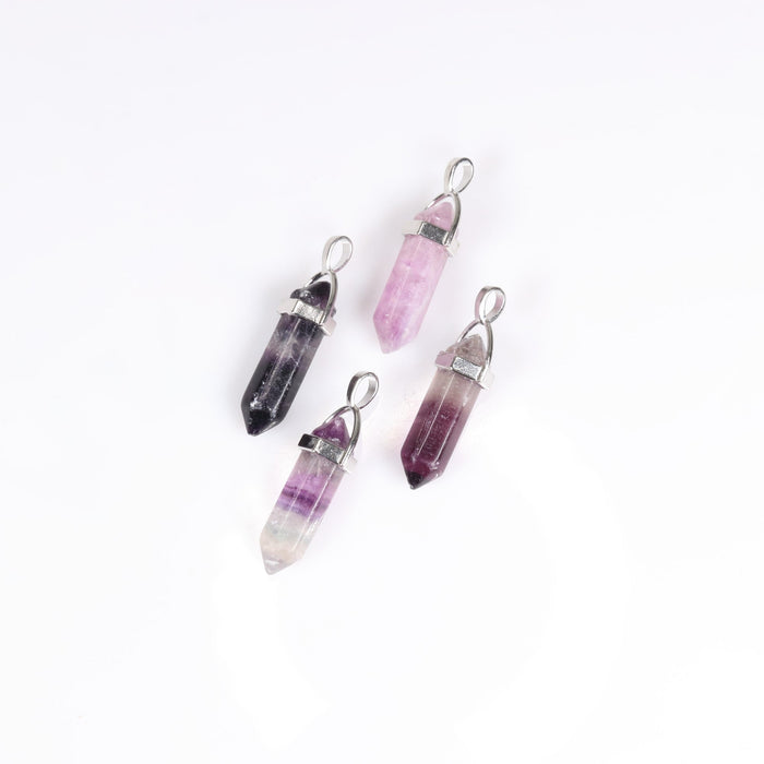 Fluorite Point Shape Pendants, 0.30" x 1.5" Inch, 5 Pieces in a Pack, #012