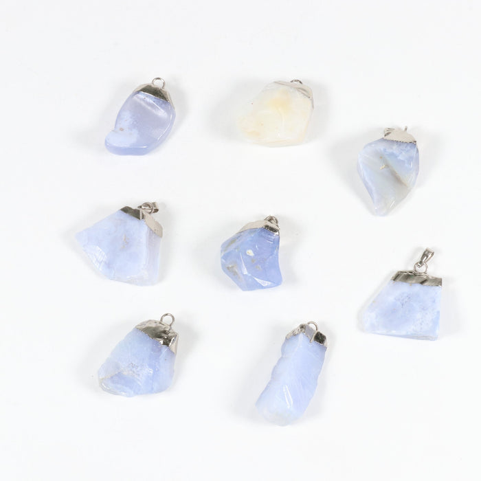 Blue Chalcedony Raw Pendants, 5 Pieces in a Pack, #025