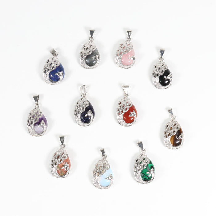 Assorted Stones Shaped Pendants, 0.80" x 1.30" x 0.35" Inch, 5 Pieces in a Pack, #069