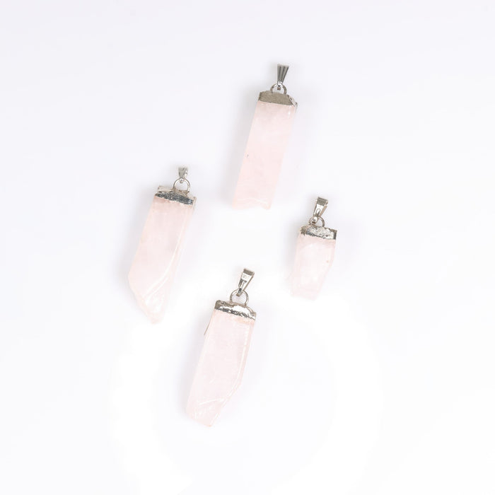 Rose Quartz Shaped Pendants, 0.50" x 1.40" x 0.25" Inch, 5 Pieces in a Pack, #017