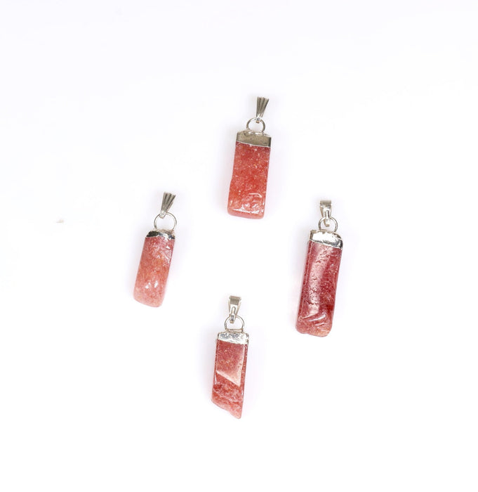 Strawberry Quartz Slab Stick Pendants, 5 Pieces in a Pack, #027