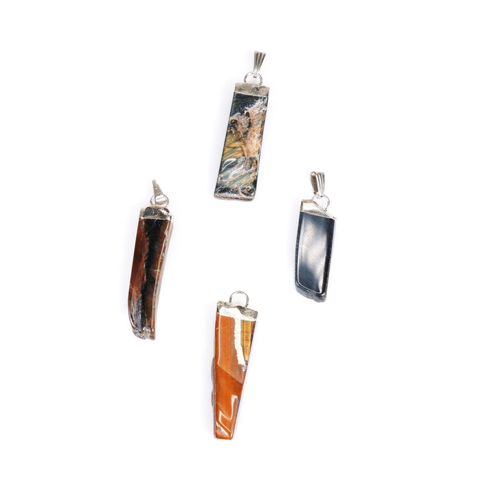 Tiger Eye Slab Stick Pendants, 0.45" x 1.80" x 0.25" Inch, 5 Pieces in a Pack, #026