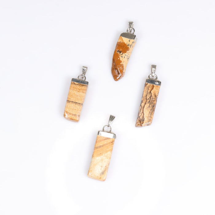 Picture Jasper Slab Stick Pendants, 0.45" x 1.80" x 0.25" Inch, 5 Pieces in a Pack, #024