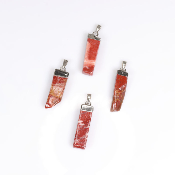 Red Jasper Slab Stick Pendants, 0.45" x 1.80" x 0.25" Inch, 5 Pieces in a Pack, #043