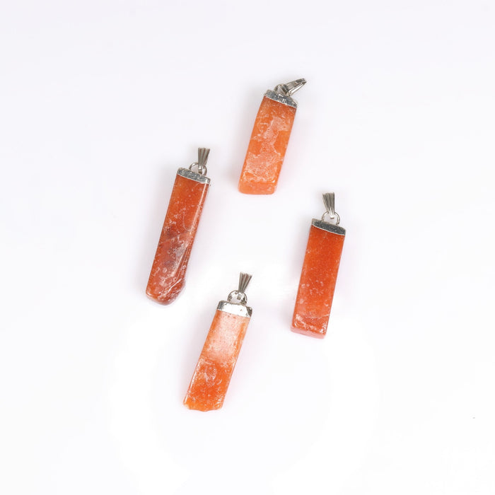 Red Aventurine Slab Stick Pendants, 0.45" x 1.80" x 0.25" Inch, 5 Pieces in a Pack, #006