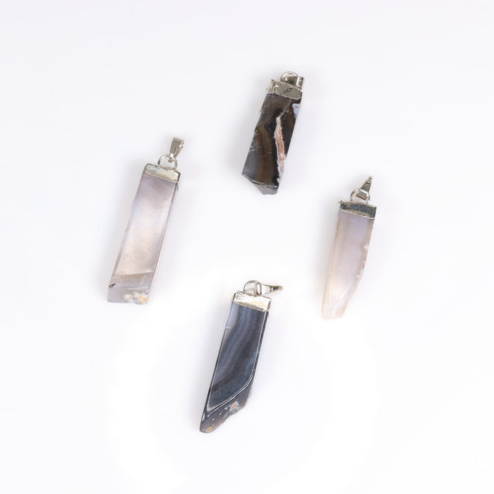 Grey Agate Slab Stick Pendants, 0.45" x 1.80" x 0.25" Inch, 5 Pieces in a Pack, #021