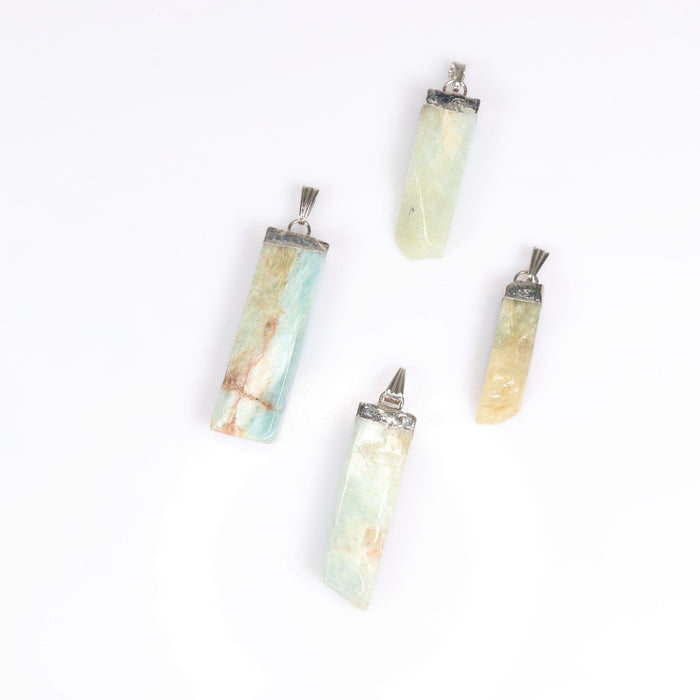 Aquamarine Slab Stick Pendants, 0.45" x 1.80" x 0.25" Inch, 5 Pieces in a Pack, #014