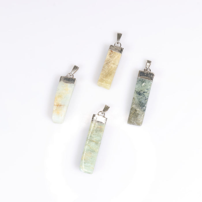 Prehnite Slab Stick Pendants, 0.45" x 1.80" x 0.25" Inch, 5 Pieces in a Pack, #016