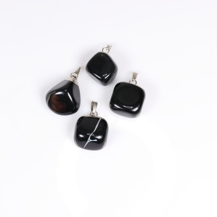 Obsidian Mixed Shape Pendants, 0.70" x 1.15" Inch, 5 Pieces in a Pack, #003