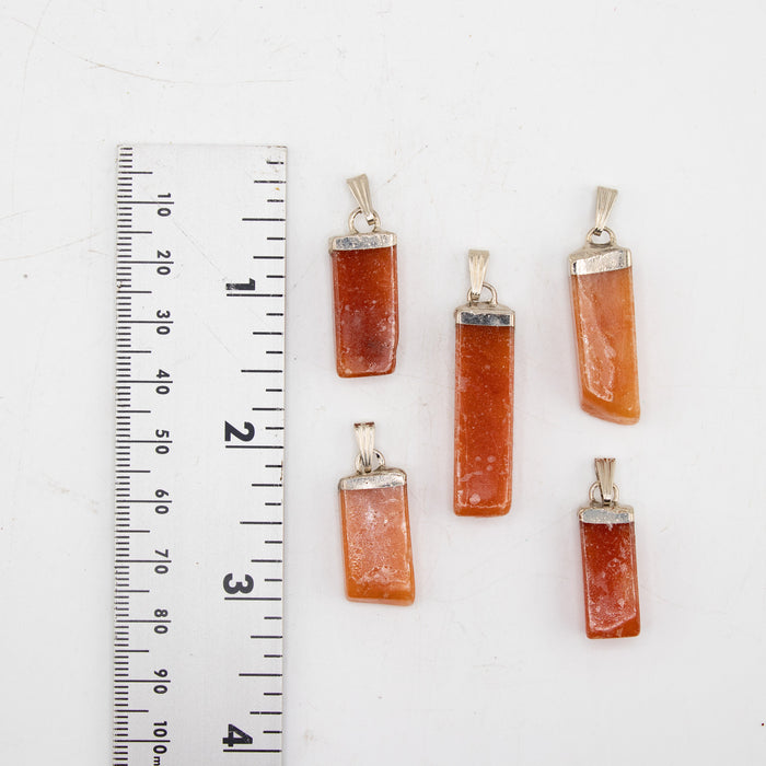 Red Aventurine Slab Stick Pendants, 5 Pieces in a Pack
