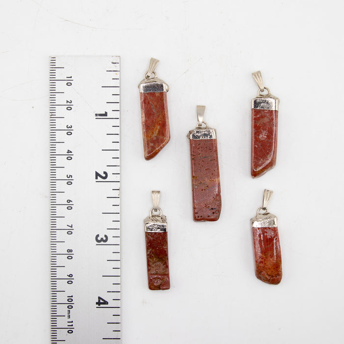 Red Jasper Slab Stick Pendants, 5 Pieces in a Pack