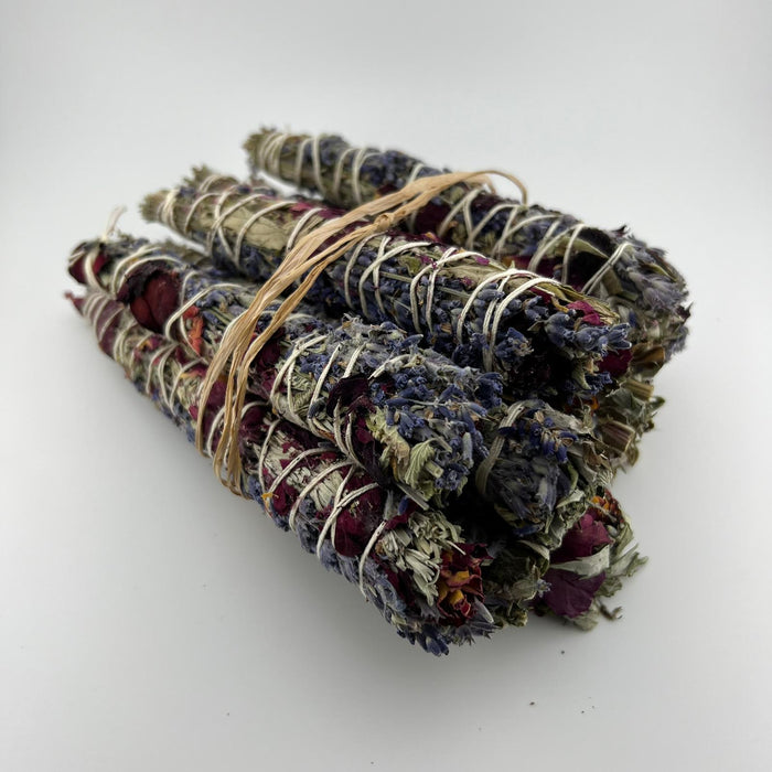 Mugwort, Lavender, Rose Smudge, Chinook Tribe OR, 7-8 Inches, 5 Pieces in a Pack #016