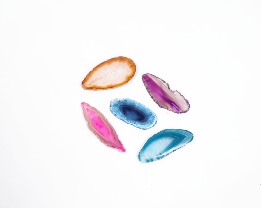 Natural Agate Slice, Model 00C, 2"-2,5" Inch, Assorted Color Mix, 100 Pieces in a Pack