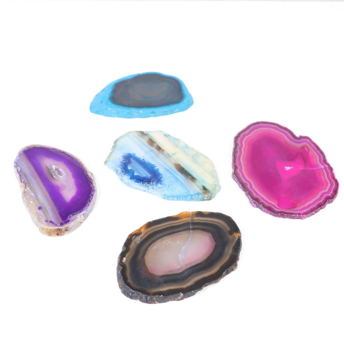 Natural Agate Slice, Model 1C, 3"-3,5" Inch, Assorted Color Mix, 100 Pieces in a Pack