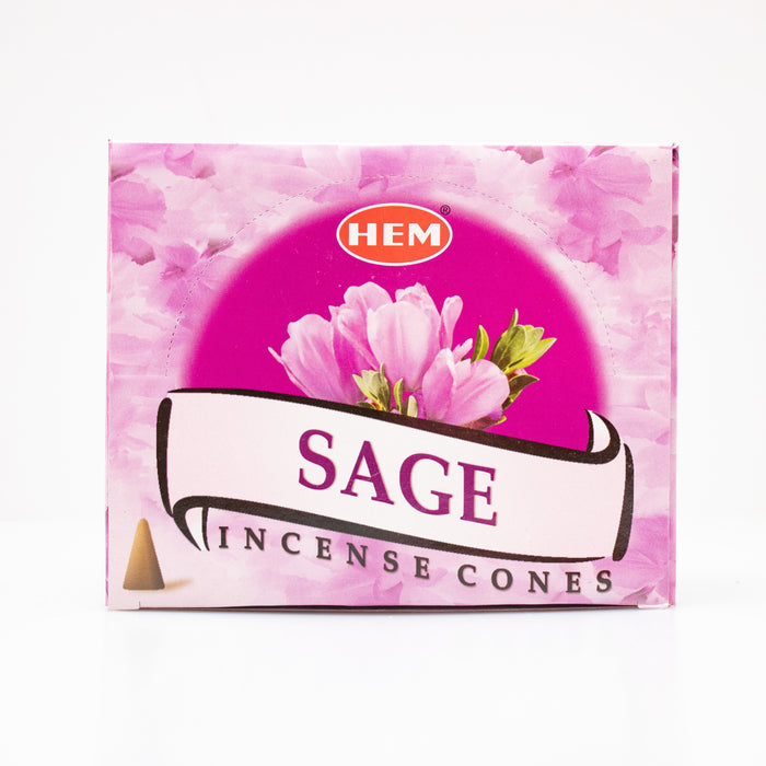 Hem Sage, Incense Cone, 24 grams in one Pack, 12 Pack Box