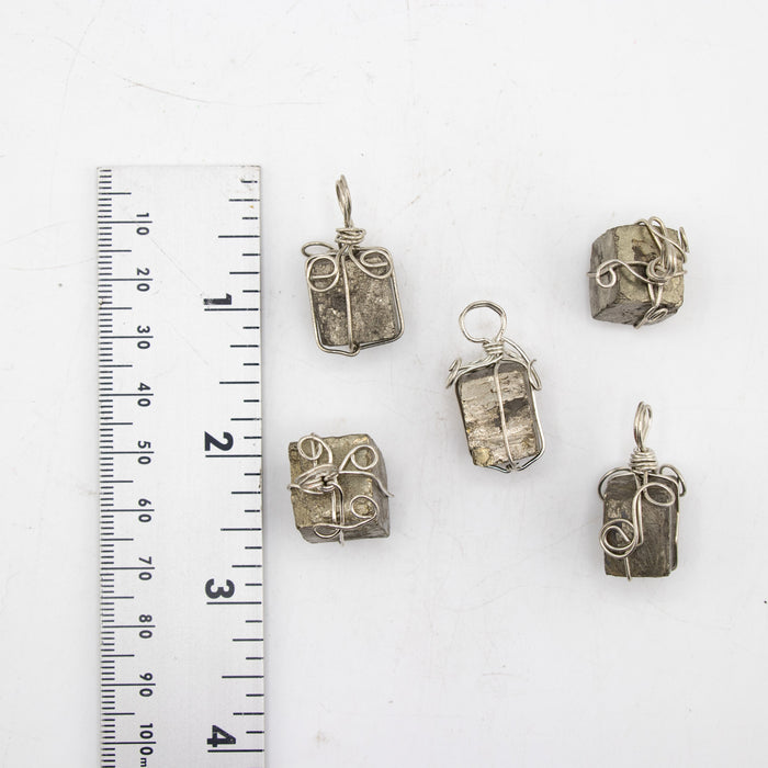 Silver Pyrite Cube Pendant, 5 Pieces in a Pack