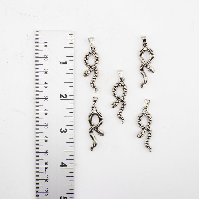 Snake Shaped Brass Pendant, 5 Pieces in a Pack