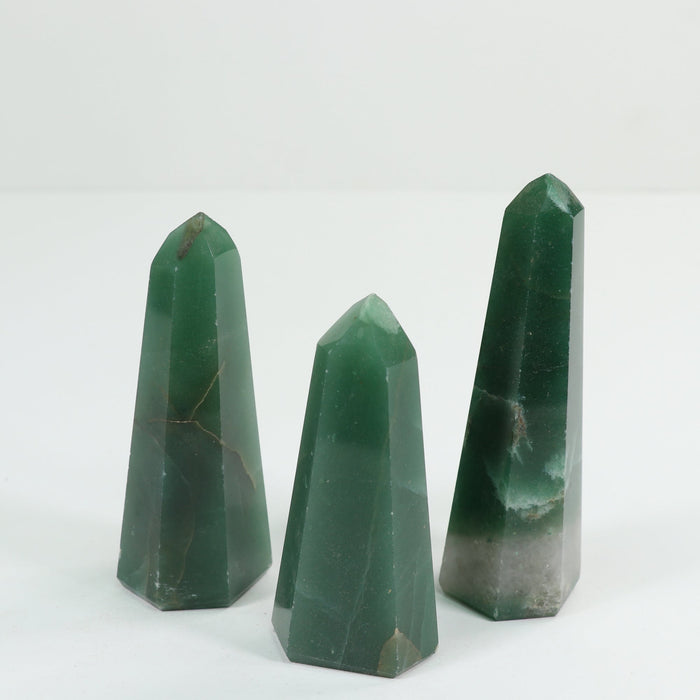 Green Aventurine Polished Tower, Cut Base, 200-300 Gr, 1 Piece #038