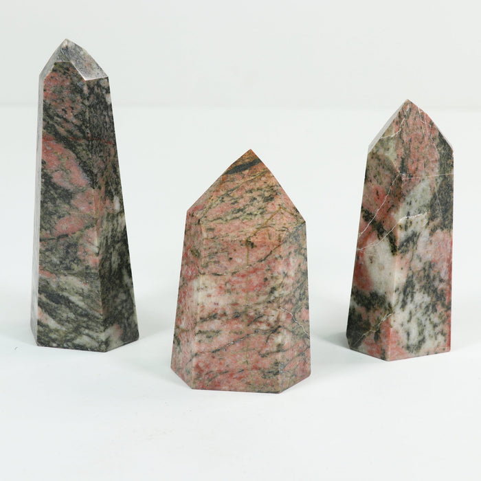 Unakite Polished Tower, Cut Base, 300-400 Gr, 1 Piece #046