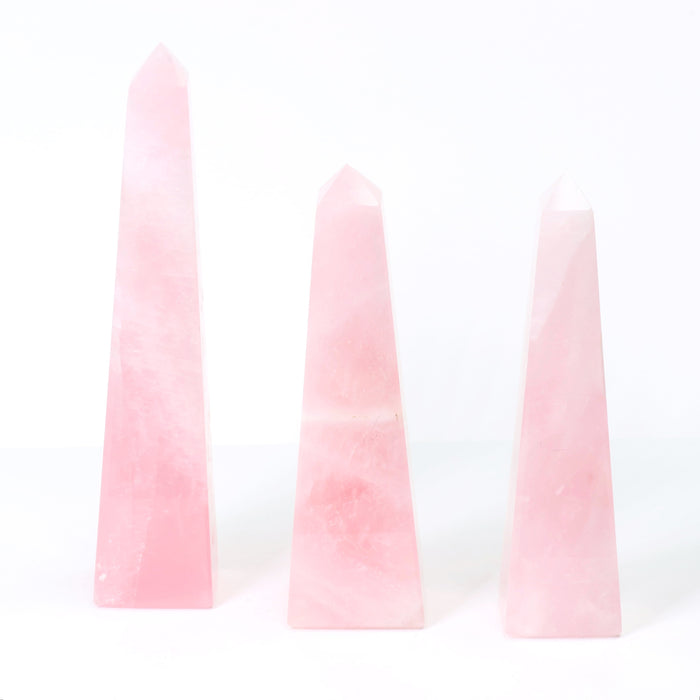 Rose Quartz Polished Obelisk, Cut Base, 250-500 Gr, 1 Piece, #004