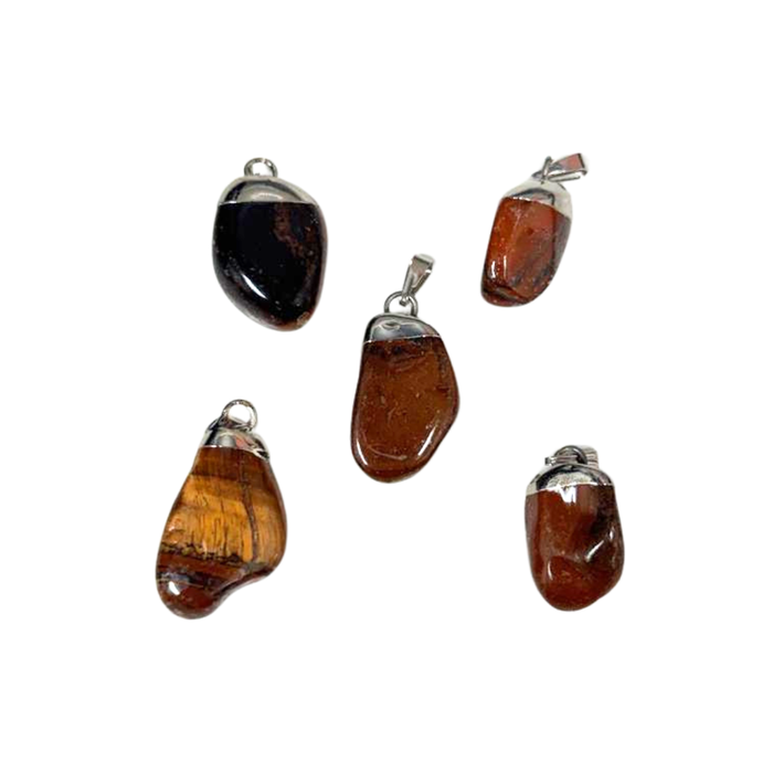 Small Tiger Eye with Silver Accent Mixed Shape Pendants, 5 Pieces in a Pack