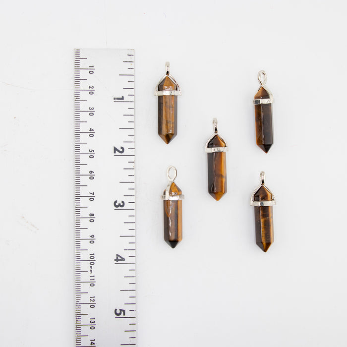Tiger Eye Point Shape Pendants, 0.30" x 1.5" Inch, 5 Pieces in a Pack, #041