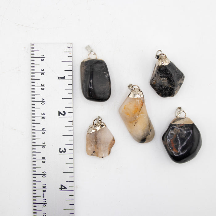 Tourmaline Quartz Mixed Shape Pendants, 5 Pieces in a Pack