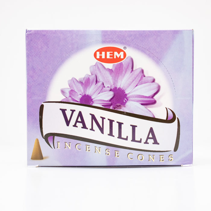Hem Vanilla, Incense Cone, 24 grams in one Pack, 12 Pack Box