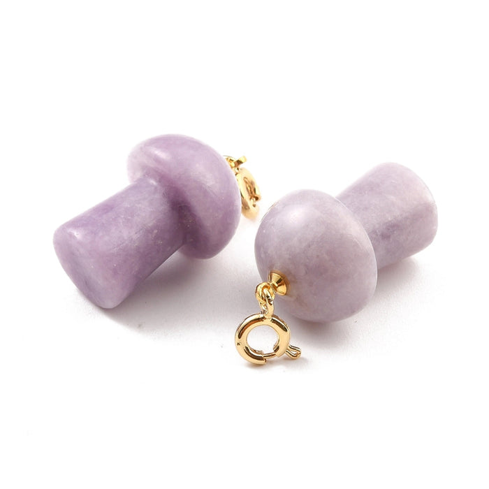 Lepidolite Mushrooms Pendant, 5 Pieces in a Pack