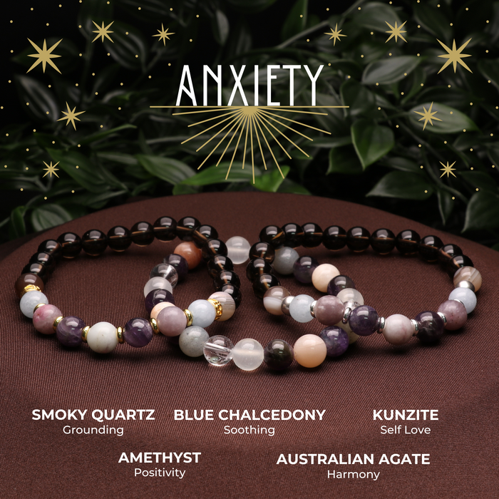 Anxiety Intention - Natural Gemstone Bracelets, 10 Pieces in a Pack