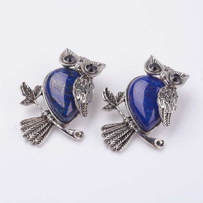 Lapis Lazuli Owl Pendant, 5 Pieces in a Pack