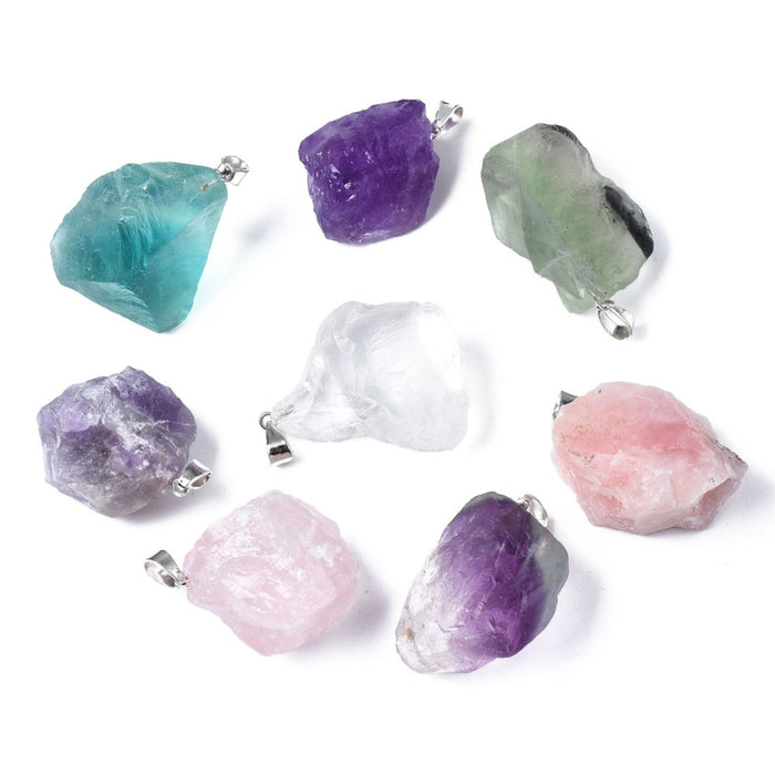 Assorted Stone Raw Pendants, 5 Pieces in a Pack, #033