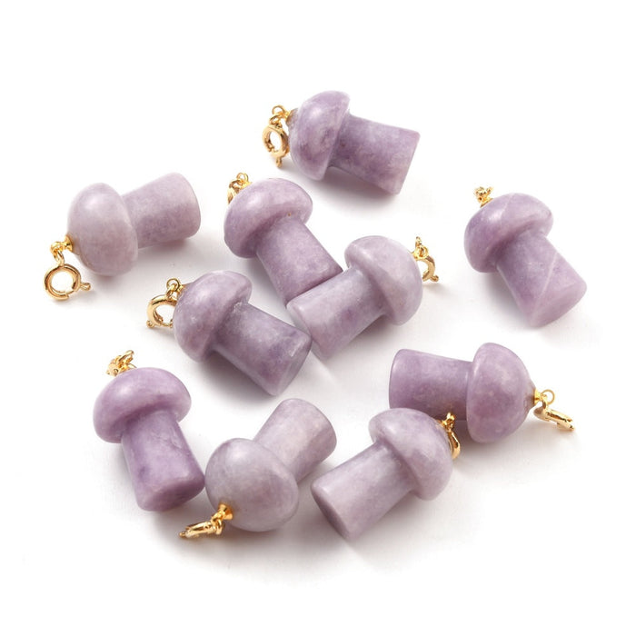 Lepidolite Mushrooms Pendant, 5 Pieces in a Pack
