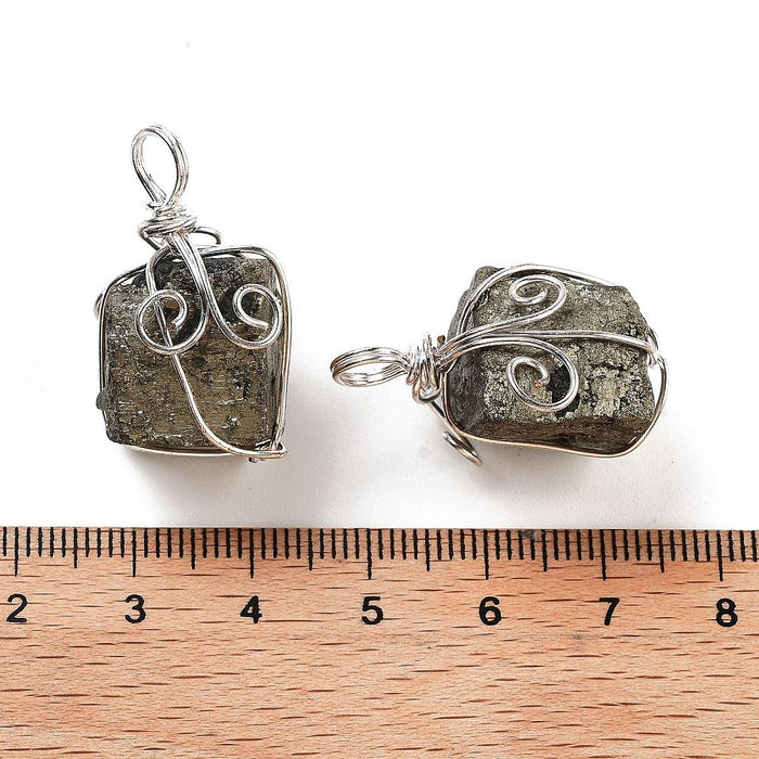 Silver Pyrite Cube Pendant, 5 Pieces in a Pack