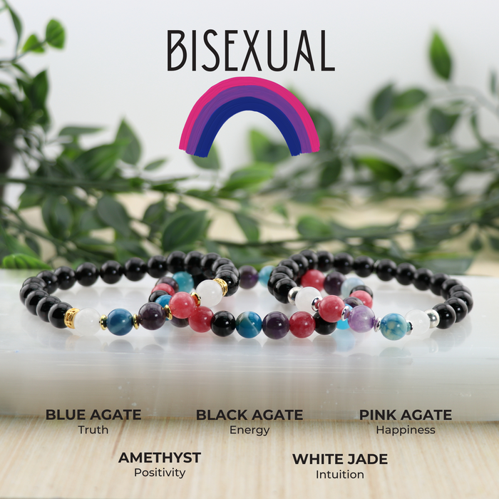 Bisexual - LGBTQ Natural Gemstone Bracelets, 10 Pieces in a Pack