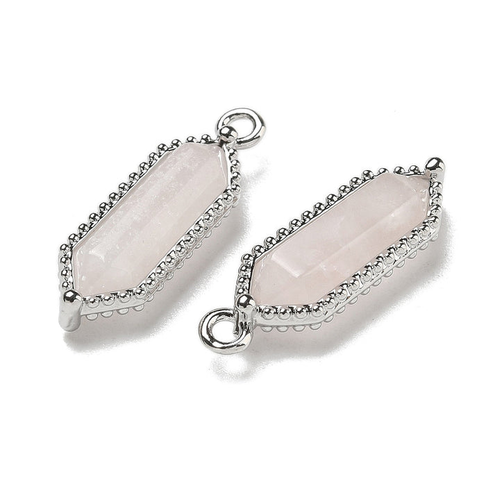 Mini Faceted Rose Quartz Pendant, 5 Pieces in a Pack