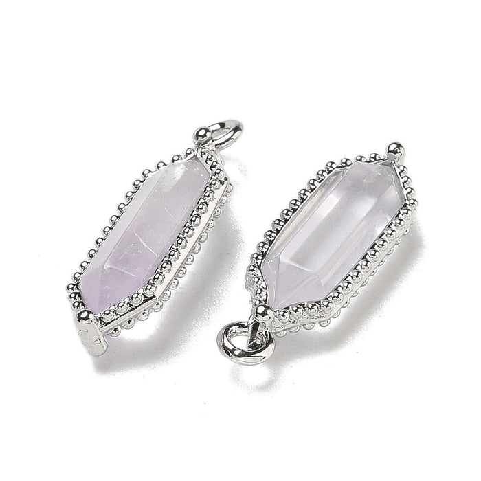 Mini Faceted Amethyst Pendant, 5 Pieces in a Pack