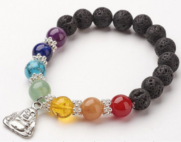 Chakra & Buddha Bracelet, 8mm, 5 Pieces in a Pack