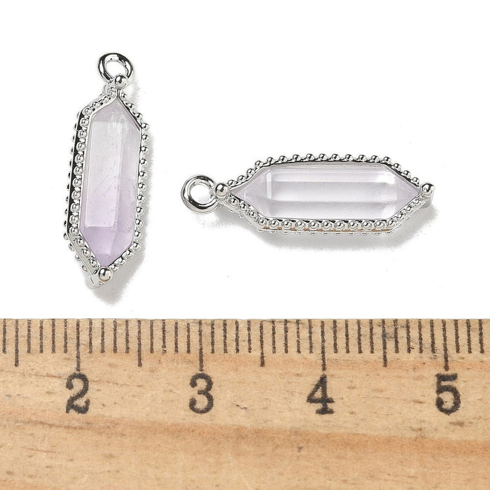 Mini Faceted Amethyst Pendant, 5 Pieces in a Pack