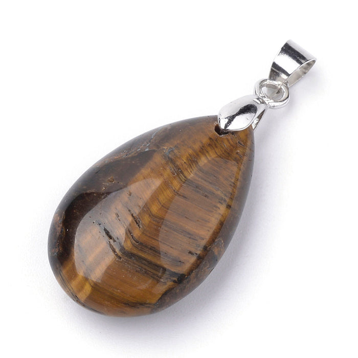 Tiger Eye Drop Shaped Pendants, 5 Pieces in a Pack, #081