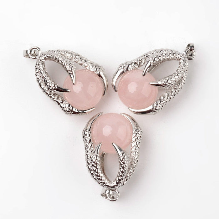 Rose Quartz Dragon Claw Pendant, 5 Pieces in a Pack