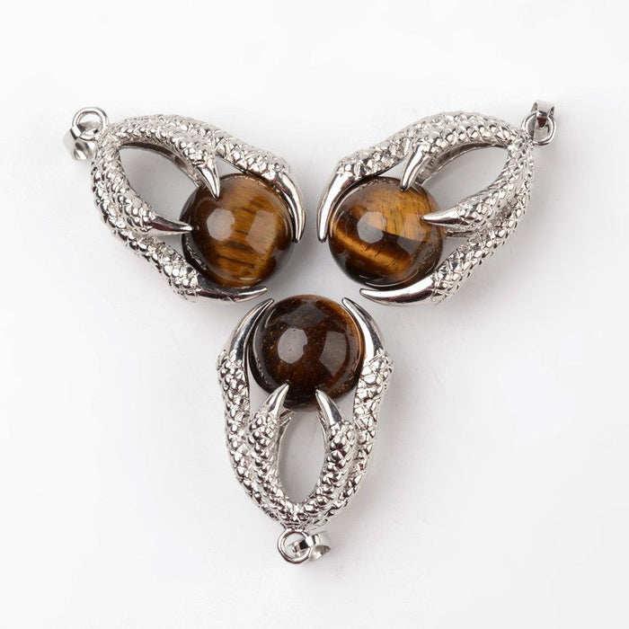 Tigers Eye Dragon Claw Pendant, 5 Pieces in a Pack