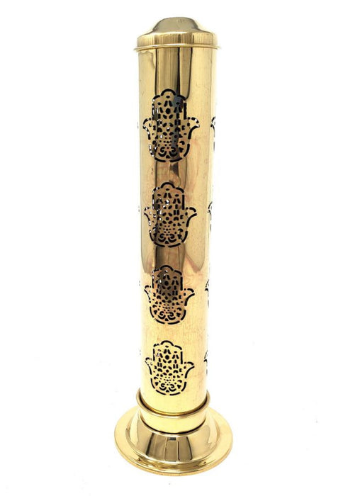 Hamsa Hand Brass Tower Incense Stick Burner,12", 1 Piece